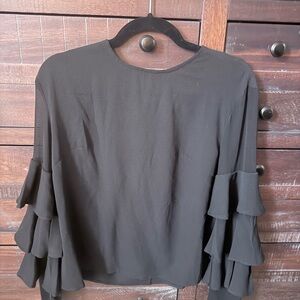 SHEIN Black Ruffle Sleeve Blouse